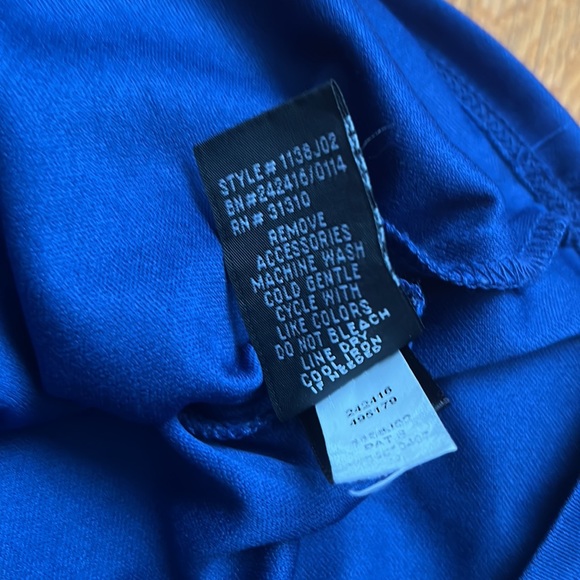 EUC! iZ Byer Blue Teal Hi-Low stripe dress with defined waist - Picture 8 of 12